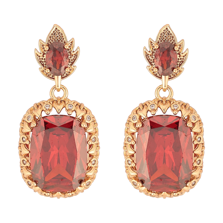 Сережки Xuping QQMM колір Позолота 18K пусети "Підвіски з червоними кристалами" фото №1