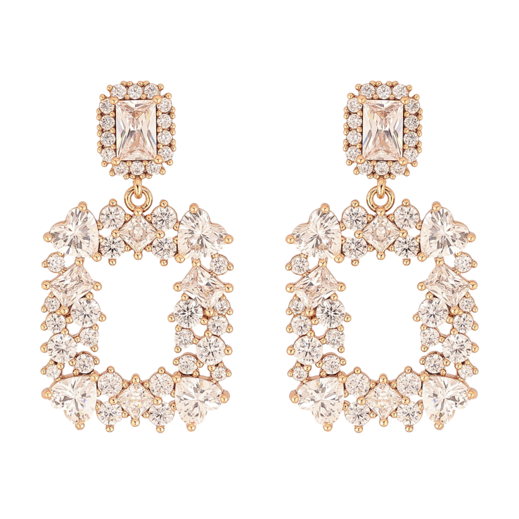 Сережки Xuping QQMM колір Позолота 18K пусети "Візерунок з кристалами" фото №5