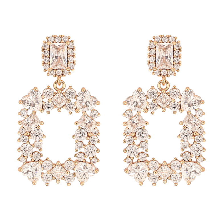 Серьги Xuping QQMM цвет Позолота 18K пусеты "Узор с кристаллами" фото №1