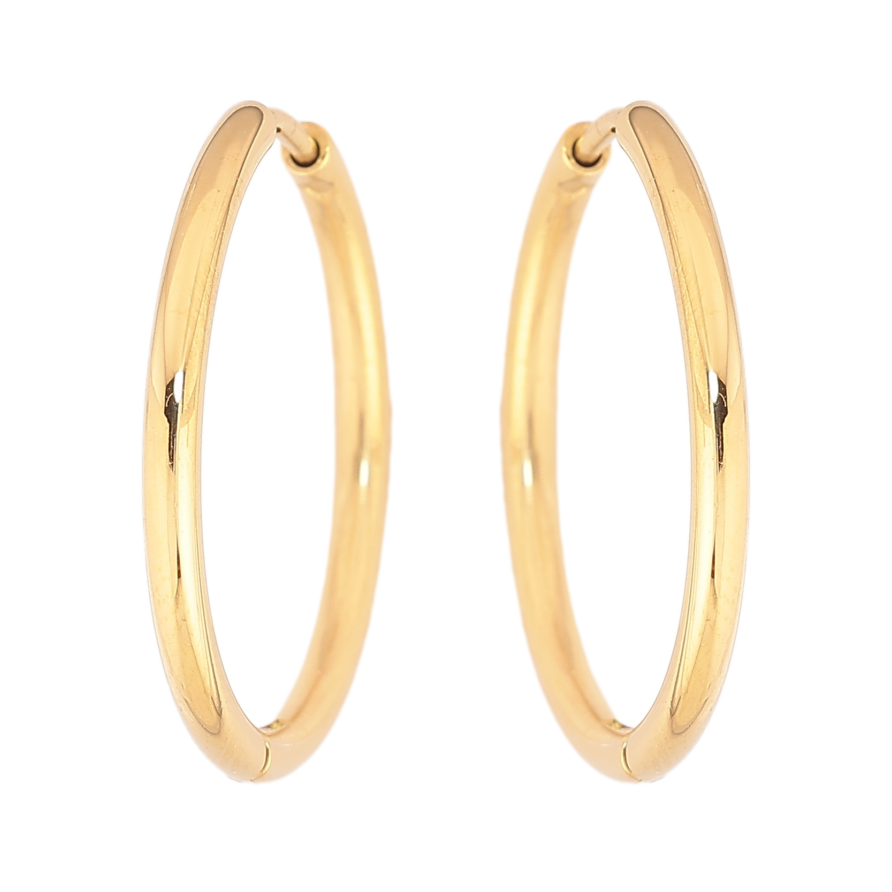 Серьги Xuping TTM Stainless Steel цвет 14К кольца (конго) классика ø 2.4см фото №1 Серьги Xuping TTM Stainless Steel цвет 14К кольца (конго) классика ø 2.4см фото №1