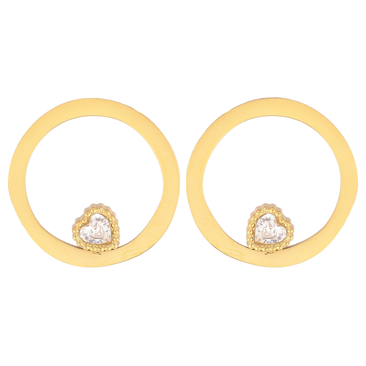 Сережки Xuping TTM Stainless Steel колір 14К пусети "Круги з кристальними серцями" фото №6 Сережки Xuping TTM Stainless Steel колір 14К пусети "Круги з кристальними серцями" фото №6