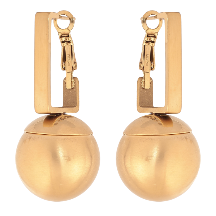 Сережки Xuping TTM Stainless Steel колір 14К італійський замок "Кульки на дужках" ø 2см фото №9