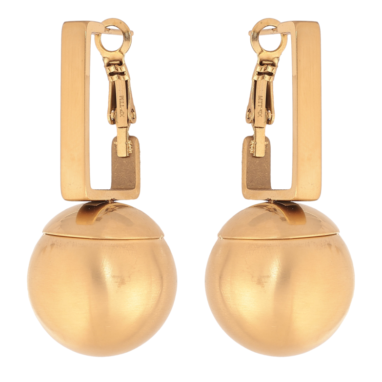 Сережки Xuping TTM Stainless Steel колір 14К італійський замок "Кульки на дужках" ø 2см фото №1