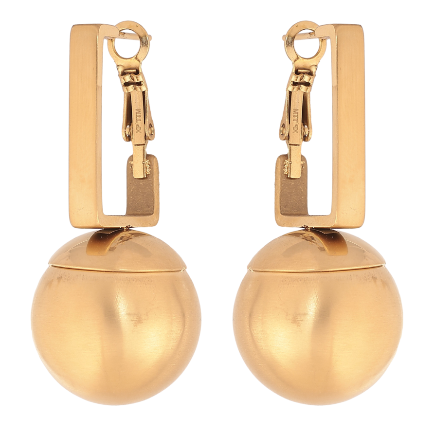 Сережки Xuping TTM Stainless Steel колір 14К італійський замок "Кульки на дужках" ø 2см фото №1