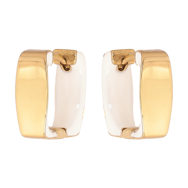 Серьги Xuping TTM Stainless Steel цвет 14К колечки "Узор белой эмалью" фото №14