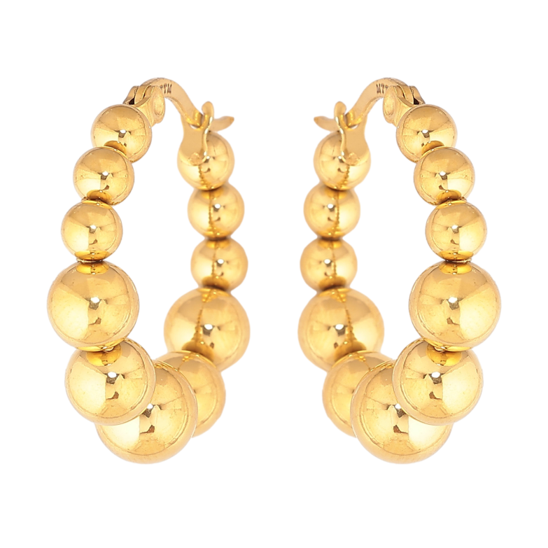 Сережки Xuping TTM Stainless Steel колір 14К замок-шпилька "Декоративні кільця" ø 2.5см фото №1