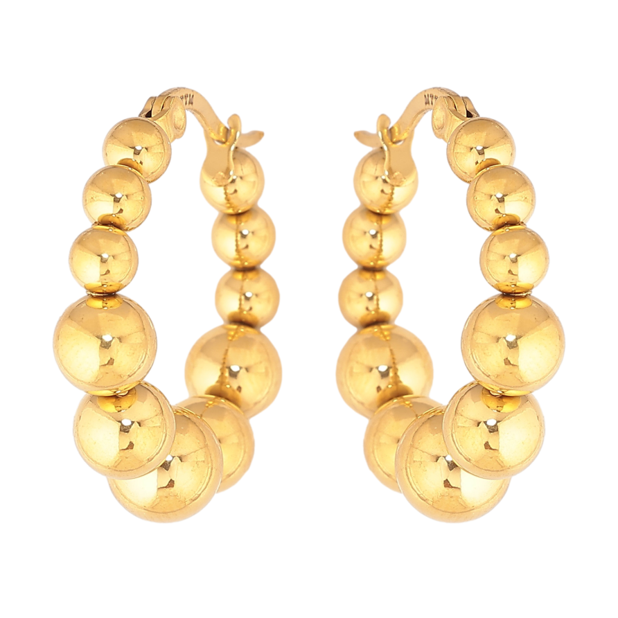 Сережки Xuping TTM Stainless Steel колір 14К замок-шпилька "Декоративні кільця" ø 2.5см фото №1