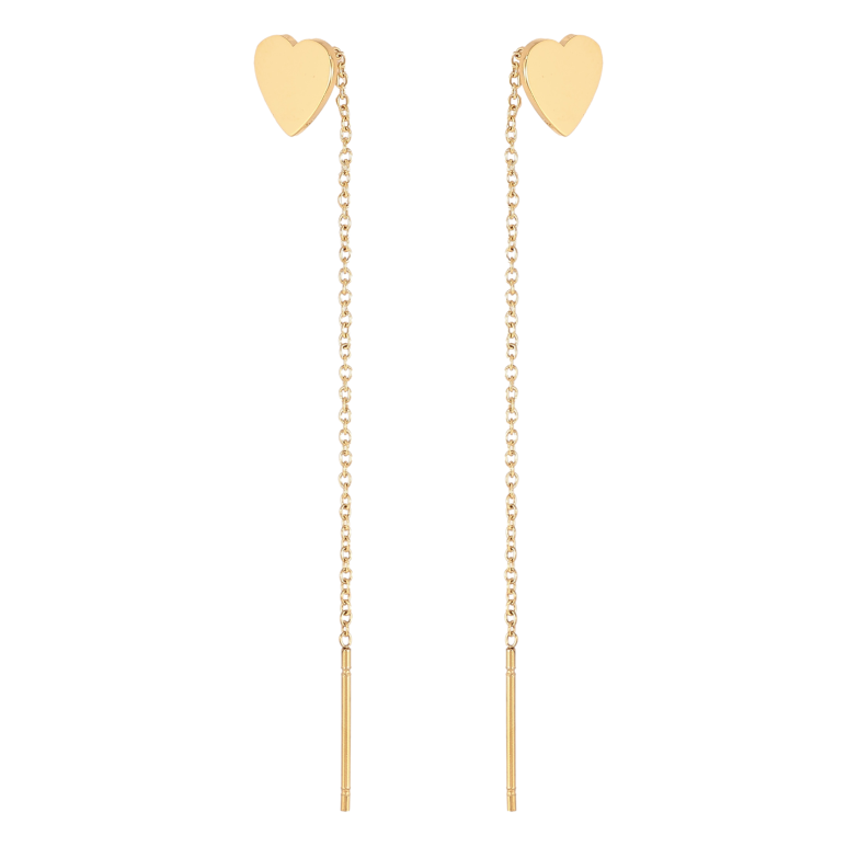 Сережки Xuping TTM Stainless Steel колір 14К протяжки "Сердечка" фото №1 Сережки Xuping TTM Stainless Steel колір 14К протяжки "Сердечка" фото №1