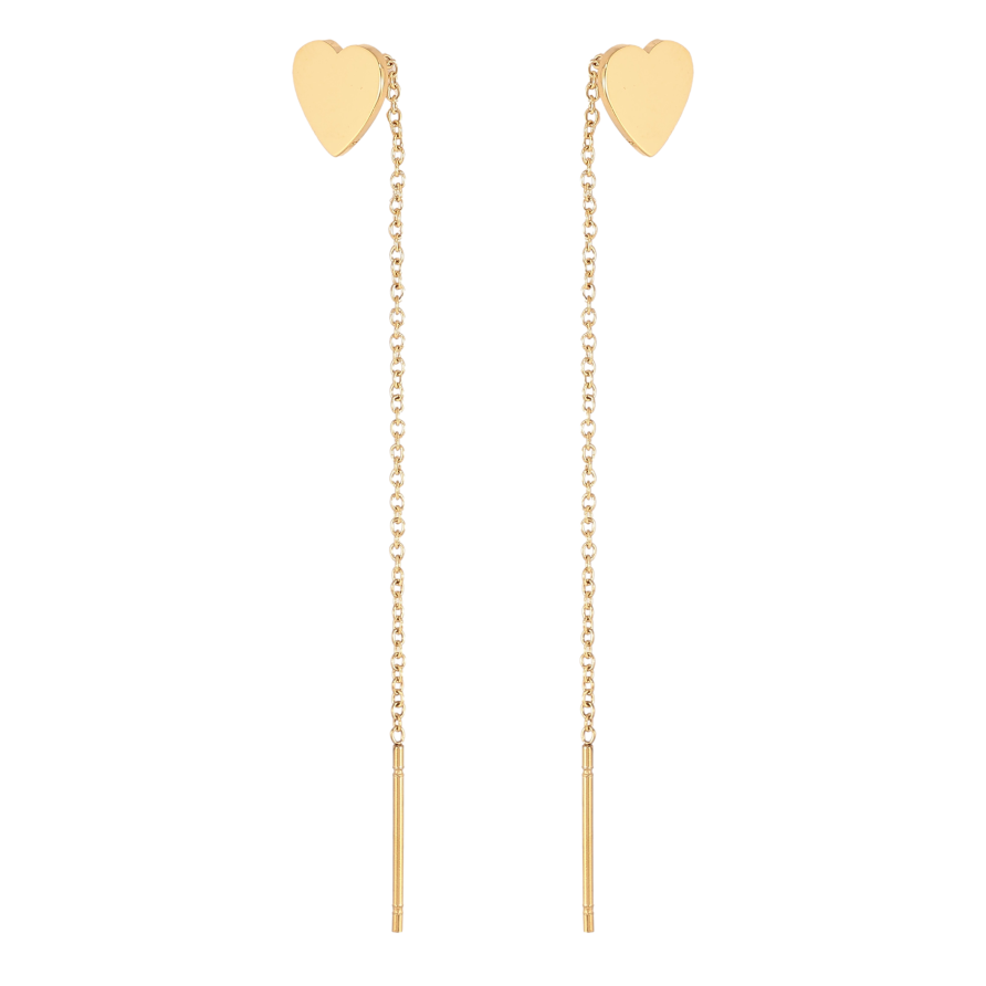 Серьги Xuping TTM Stainless Steel цвет 14К протяжки "Сердечки" фото №1 Серьги Xuping TTM Stainless Steel цвет 14К протяжки "Сердечки" фото №1