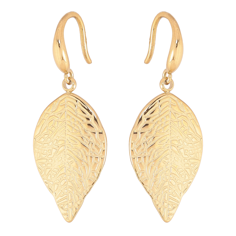 Сережки Xuping TTM Stainless Steel колір 14К французький замок листочки фото №1