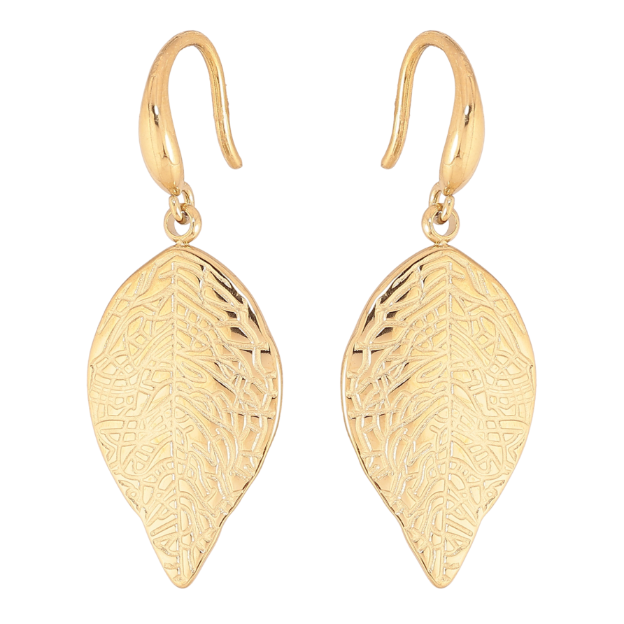 Сережки Xuping TTM Stainless Steel колір 14К французький замок листочки фото №1