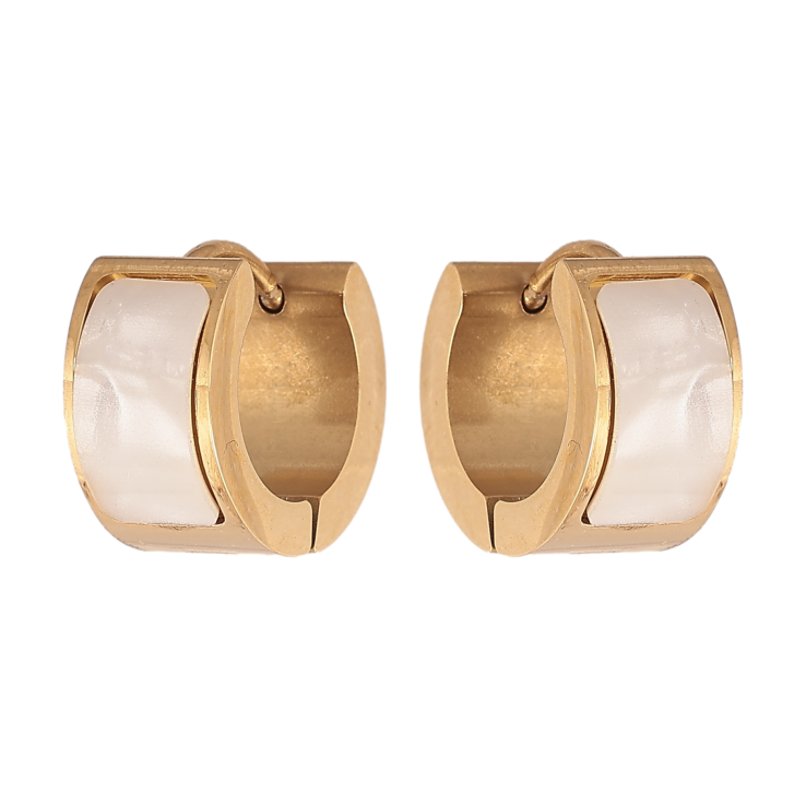 Серьги Xuping TTM Stainless Steel цвет 14К колечки "Перламутровые вставки" фото №2