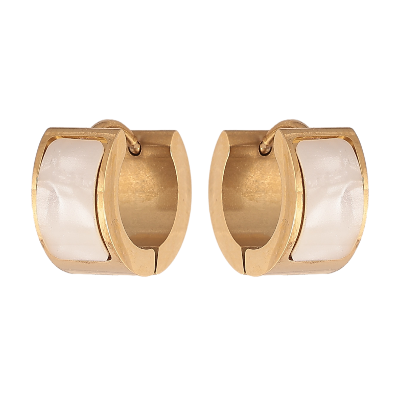 Сережки Xuping TTM Stainless Steel колір 14К колечка "Перламутрові вставки" фото №1