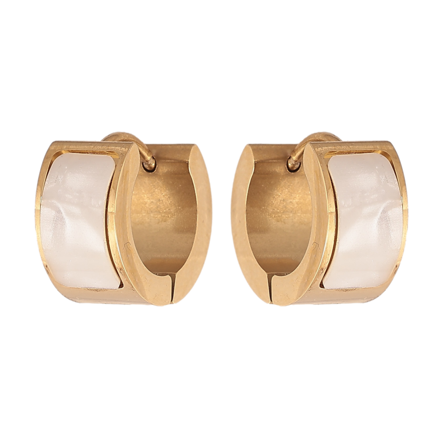 Сережки Xuping TTM Stainless Steel колір 14К колечка "Перламутрові вставки" фото №1