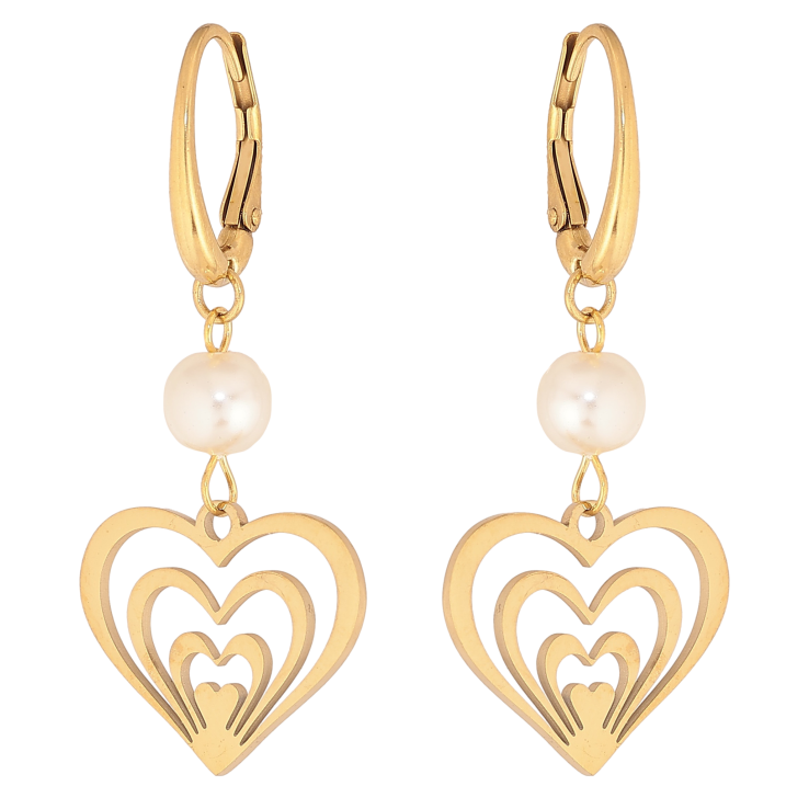 Сережки Xuping TTM Stainless Steel колір 14К італійський замок "Сердечки" фото №19