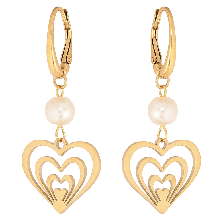 Сережки Xuping TTM Stainless Steel колір 14К італійський замок "Сердечки" фото №1 Сережки Xuping TTM Stainless Steel колір 14К італійський замок "Сердечки" фото №1