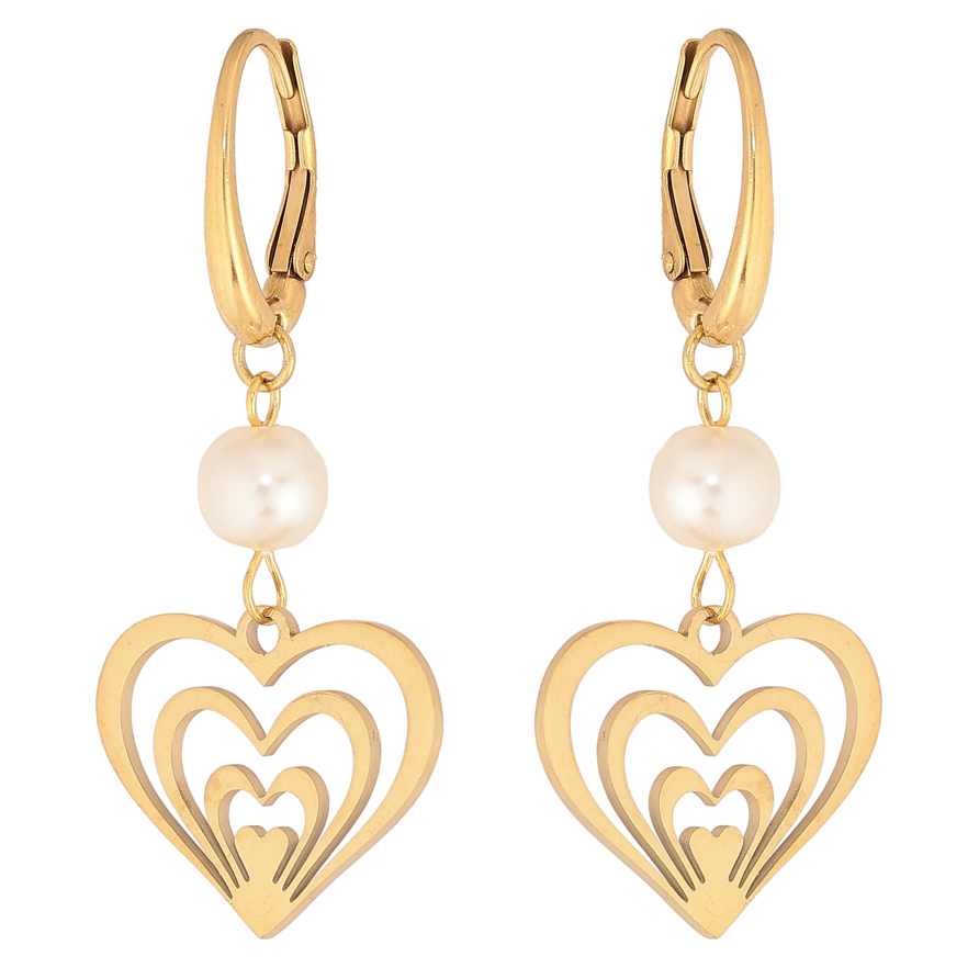 Сережки Xuping TTM Stainless Steel колір 14К італійський замок "Сердечки" фото №1 Сережки Xuping TTM Stainless Steel колір 14К італійський замок "Сердечки" фото №1