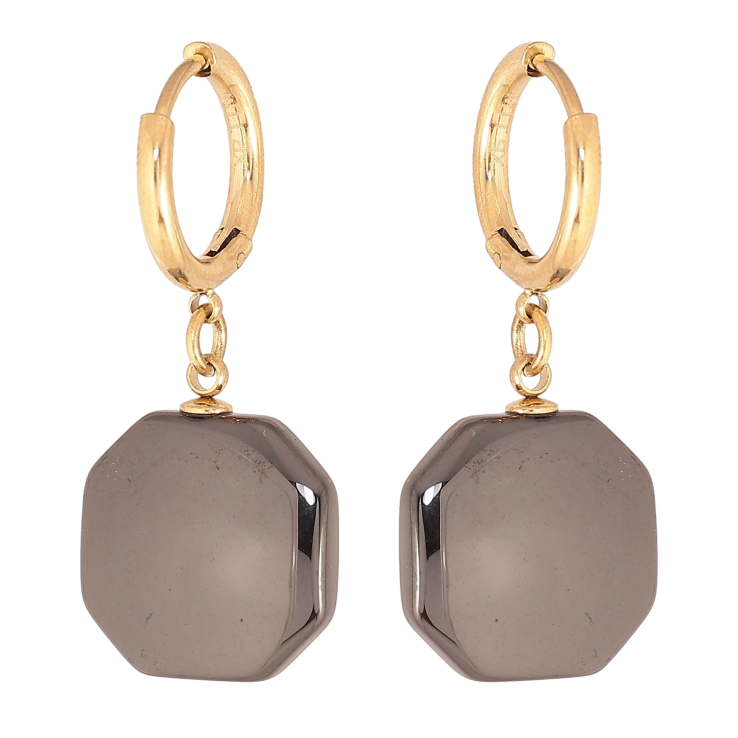 Сережки Xuping TTM Stainless Steel колір 14К підвіски на колечках "Підвіски з чорної кераміки" фото №4 Сережки Xuping TTM Stainless Steel колір 14К підвіски на колечках "Підвіски з чорної кераміки" фото №4