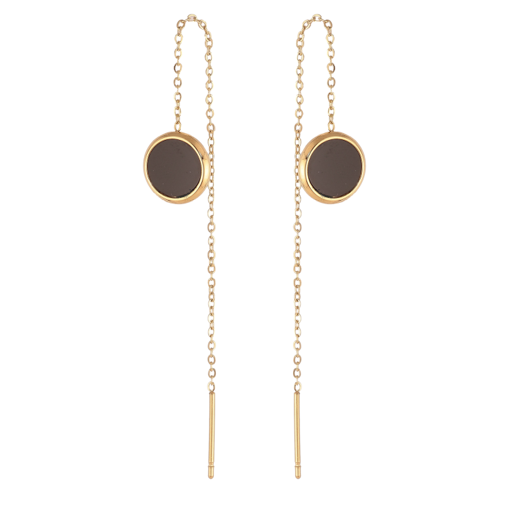 Серьги Xuping TTM Stainless Steel цвет 14К протяжки "Круги с черными вставками" фото №10