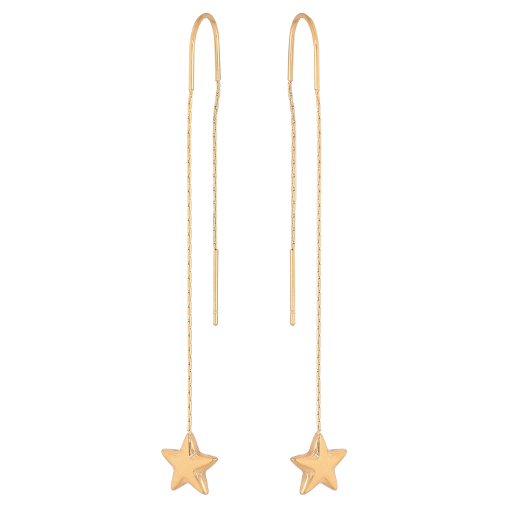 Сережки Xuping TTM Stainless Steel колір 14К протяжки "Зірки на ланцюжку" фото №11