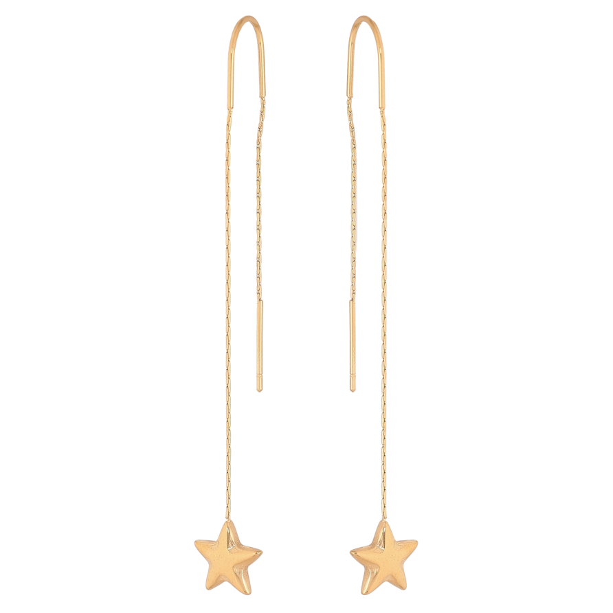 Сережки Xuping TTM Stainless Steel колір 14К протяжки "Зірки на ланцюжку" фото №1