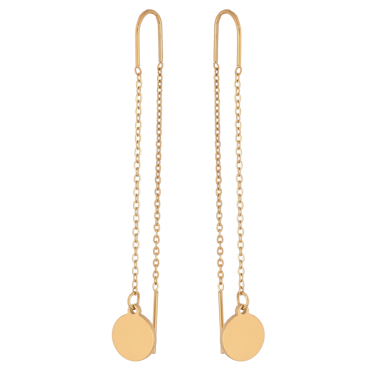 Сережки Xuping TTM Stainless Steel колір 14К протяжки "Кола на ланцюжку" ø 9мм фото №7