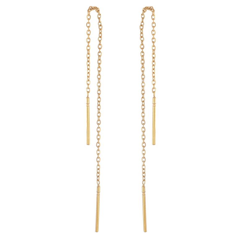 Серьги Xuping TTM Stainless Steel цвет 14К протяжки "Цепочки" фото №1