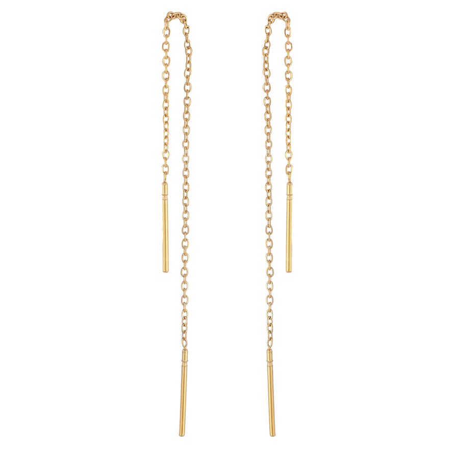 Серьги Xuping TTM Stainless Steel цвет 14К протяжки "Цепочки" фото №1