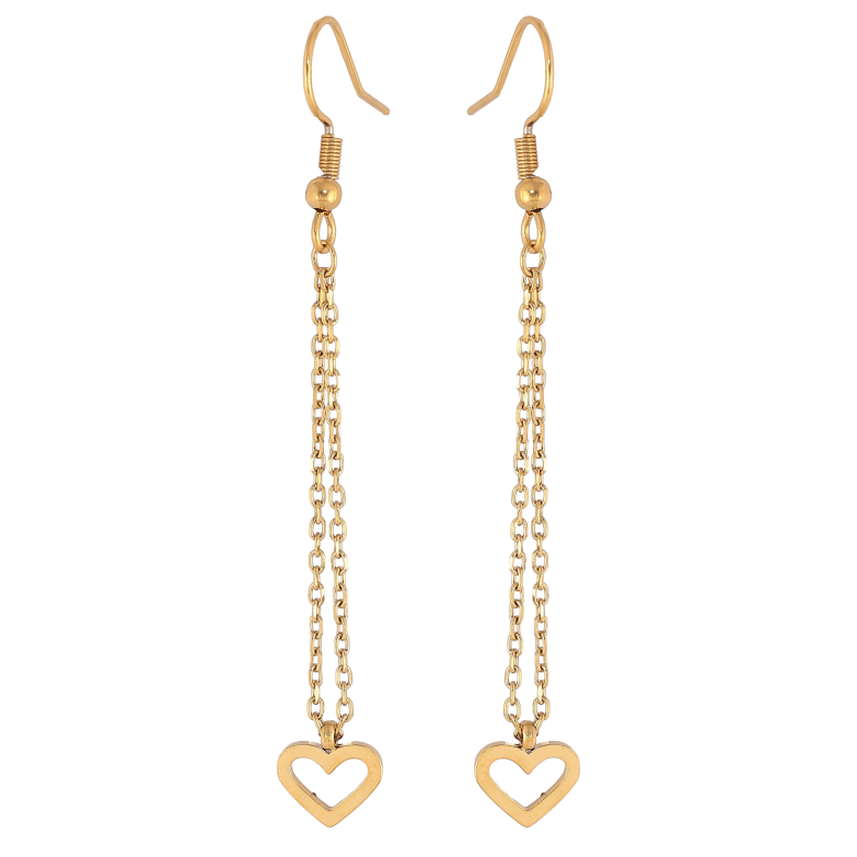 Серьги Xuping TTM Stainless Steel цвет 14К французский замок "Сердечки на цепочках" фото №1 Серьги Xuping TTM Stainless Steel цвет 14К французский замок "Сердечки на цепочках" фото №1