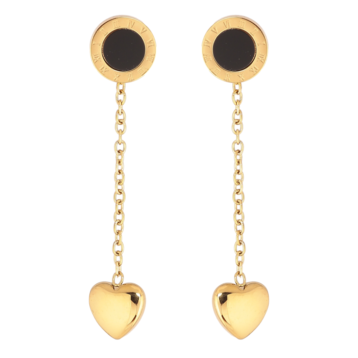 Сережки Xuping TTM Stainless Steel колір 14К пусети підвіски із сердечками фото №23