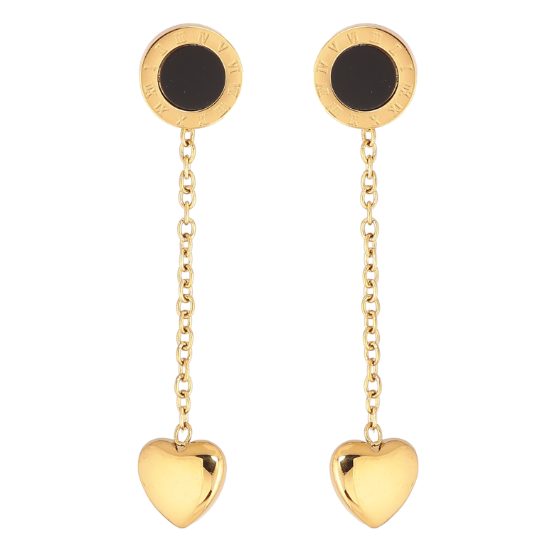 Сережки Xuping TTM Stainless Steel колір 14К пусети підвіски із сердечками фото №1