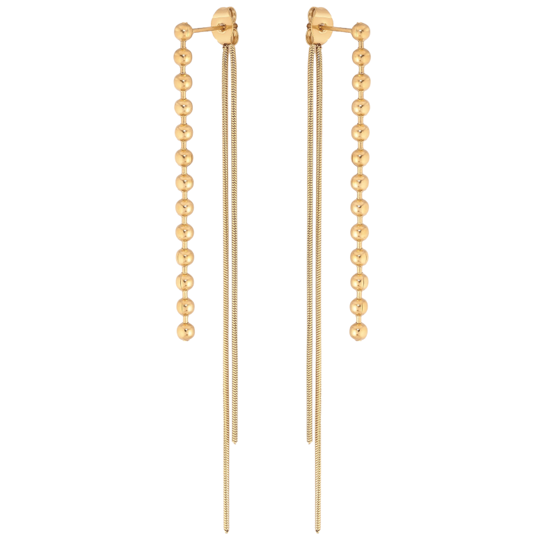 Сережки Xuping TTM Stainless Steel колір 14К пусети-джекети "Підвіски з ланцюжками" фото №1 Сережки Xuping TTM Stainless Steel колір 14К пусети-джекети "Підвіски з ланцюжками" фото №1