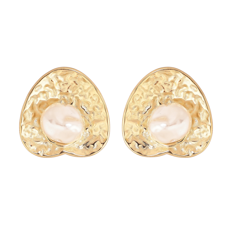 Сережки Xuping TTM Stainless Steel колір 14К пусети візерунок з перлинами фото №10