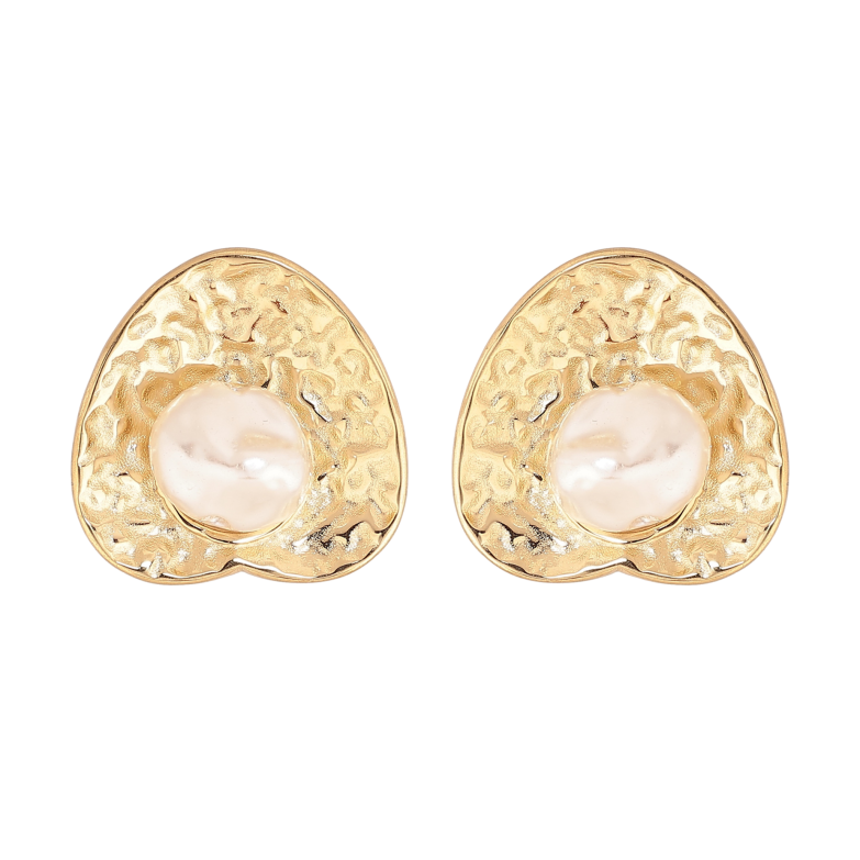 Серьги Xuping TTM Stainless Steel цвет 14К пусеты узор с жемчужинами фото №1