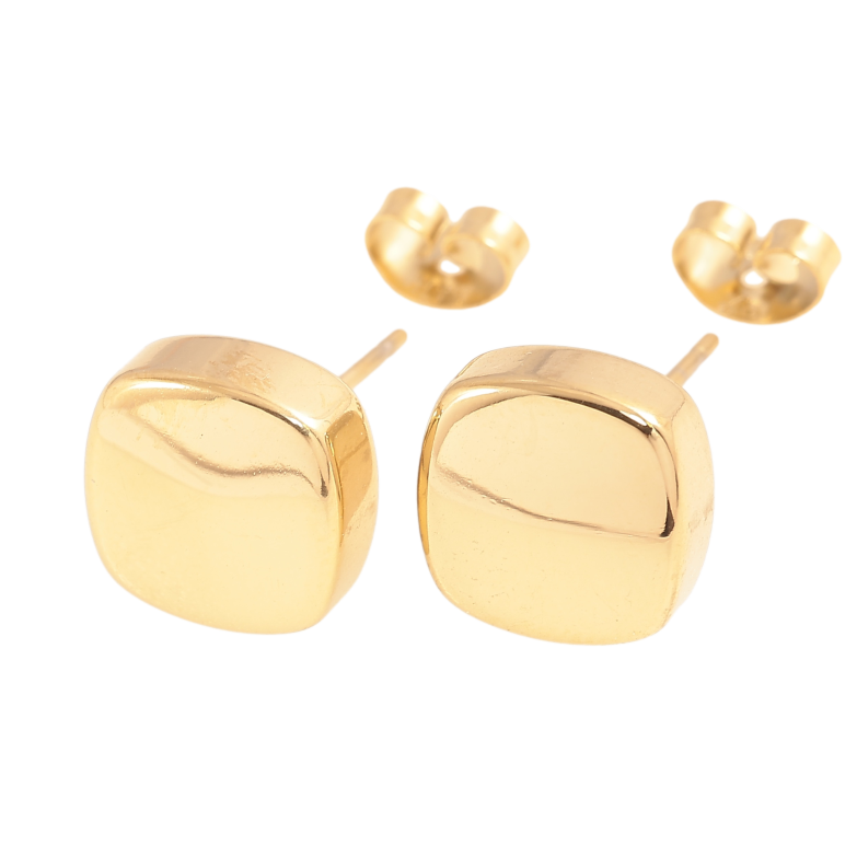 Серьги Xuping TTM Stainless Steel цвет 14К пусеты квадраты 10х10мм фото №1