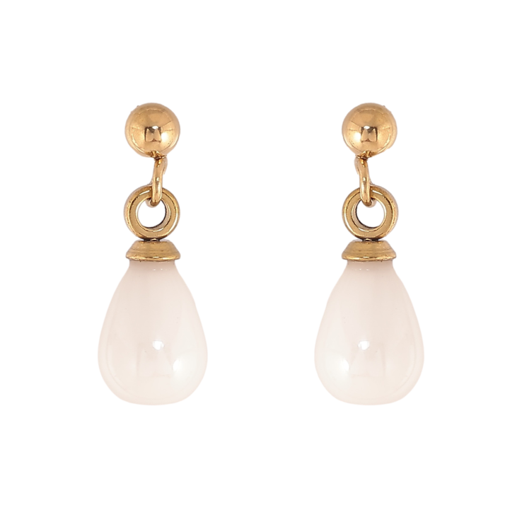 Сережки Xuping TTM Stainless Steel колір 14К пусети крапельки із білої кераміки фото №11