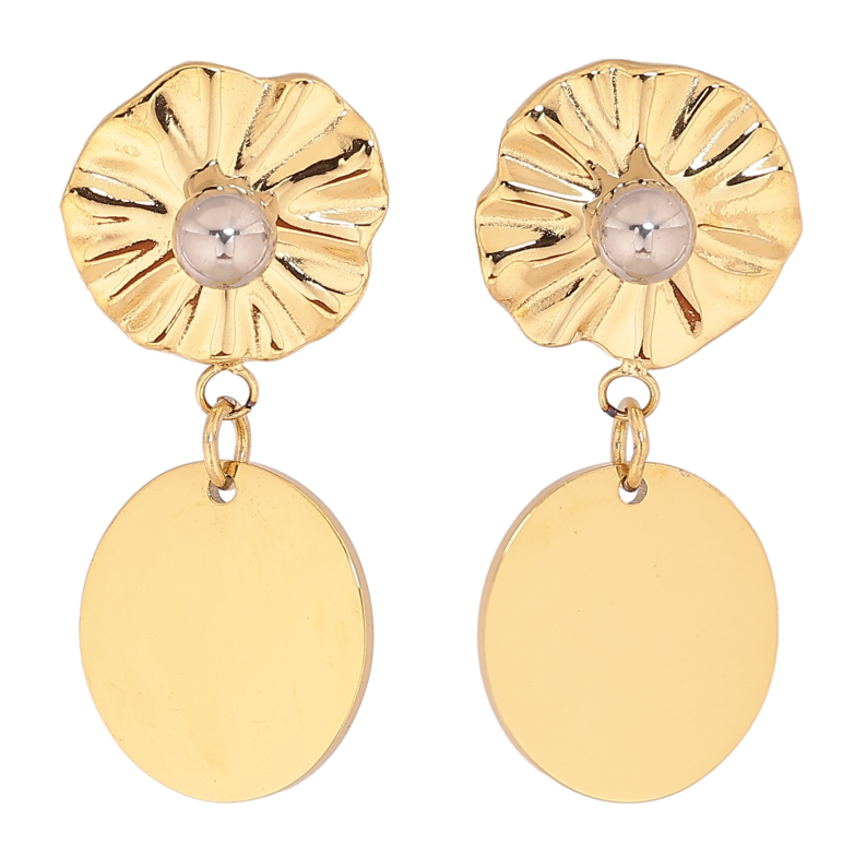 Серьги Xuping TTM Stainless Steel цвет 14К + родий пусеты декоративные подвески фото №1