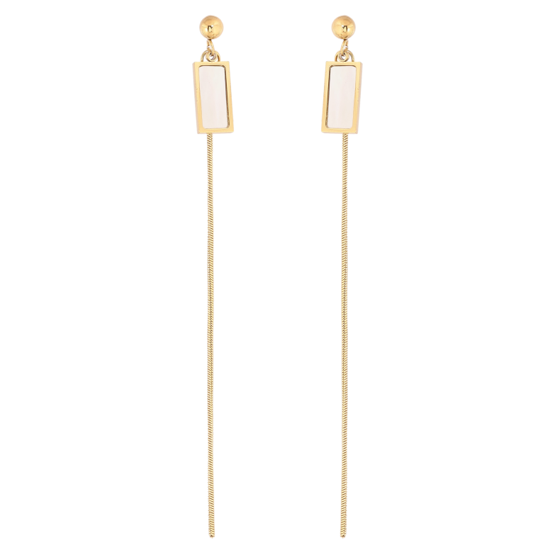 Сережки Xuping TTM Stainless Steel колір 14К пусети підвіски з перламутровими вставками фото №1