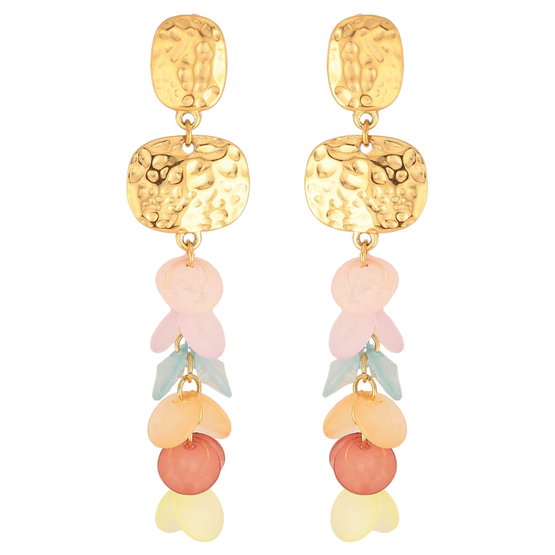 Серьги Xuping TTM Stainless Steel цвет 14К пусеты "Цветные подвески" фото №1