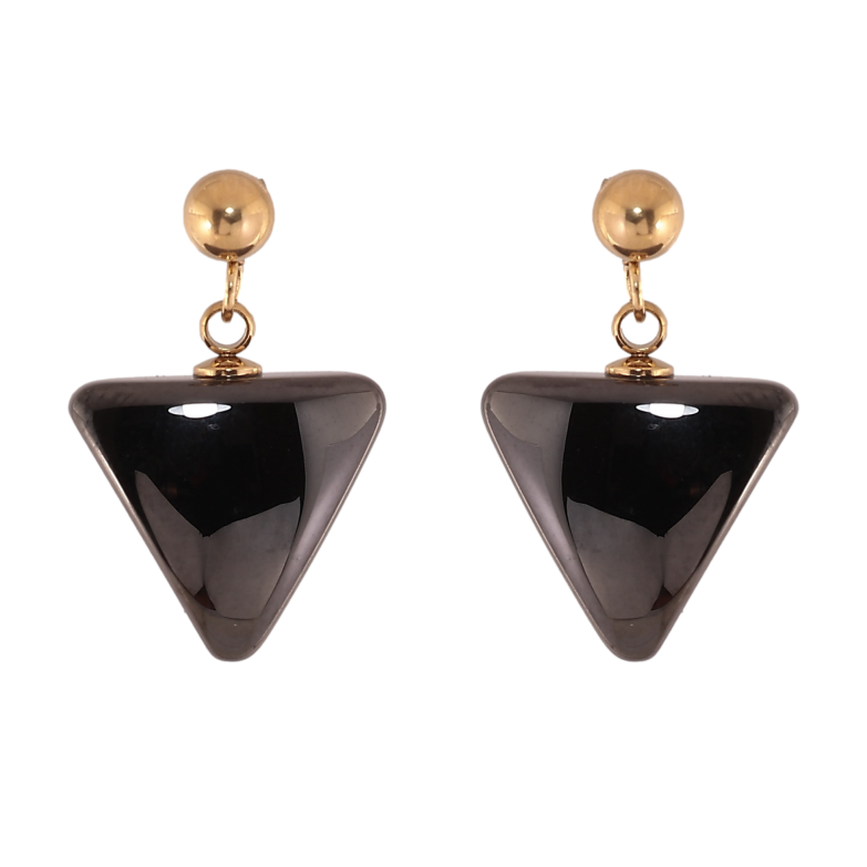 Серьги Xuping TTM Stainless Steel цвет 14К пусеты "Треугольные подвески из черной керамики" фото №1 Серьги Xuping TTM Stainless Steel цвет 14К пусеты "Треугольные подвески из черной керамики" фото №1