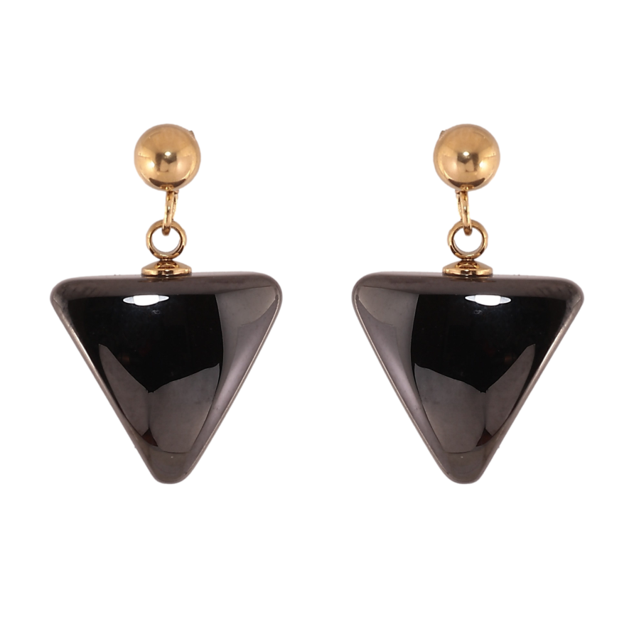 Серьги Xuping TTM Stainless Steel цвет 14К пусеты "Треугольные подвески из черной керамики" фото №1 Серьги Xuping TTM Stainless Steel цвет 14К пусеты "Треугольные подвески из черной керамики" фото №1