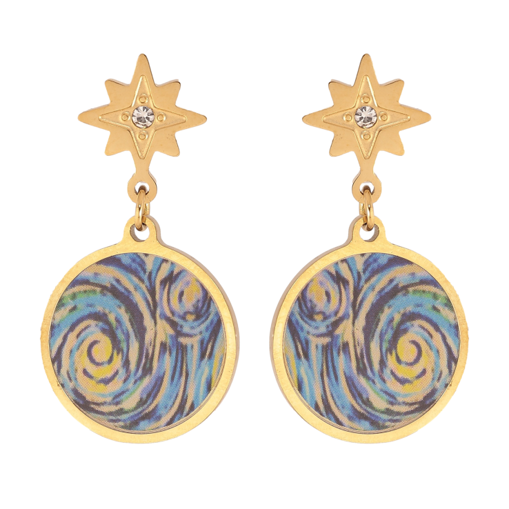 Сережки Xuping TTM Stainless Steel колір 14К пусети "Підвіски з кольоровими вставками" фото №17 Сережки Xuping TTM Stainless Steel колір 14К пусети "Підвіски з кольоровими вставками" фото №17