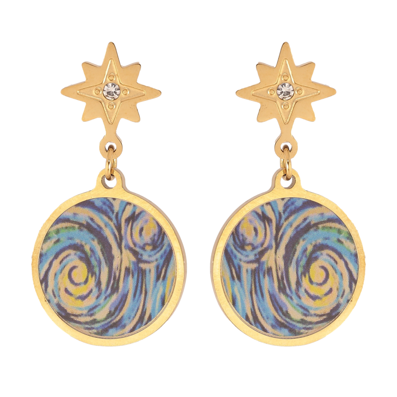 Серьги Xuping TTM Stainless Steel цвет 14К пусеты "Подвески с цветными вставками" фото №1 Серьги Xuping TTM Stainless Steel цвет 14К пусеты "Подвески с цветными вставками" фото №1