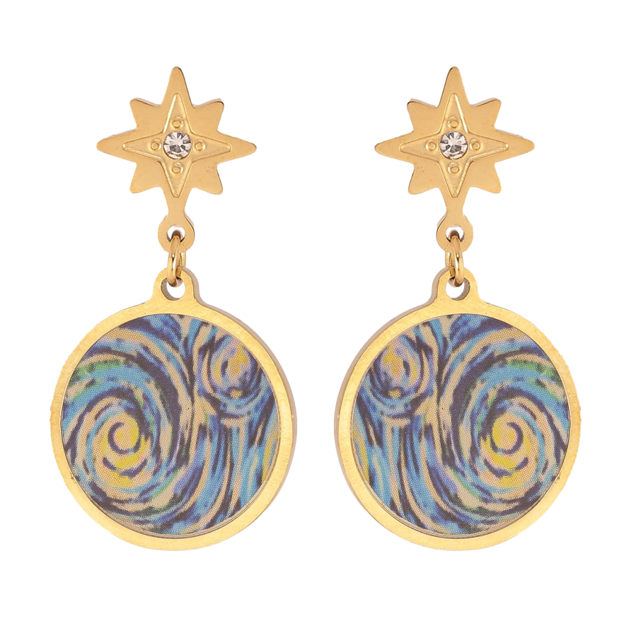 Серьги Xuping TTM Stainless Steel цвет 14К пусеты "Подвески с цветными вставками" фото №1 Серьги Xuping TTM Stainless Steel цвет 14К пусеты "Подвески с цветными вставками" фото №1