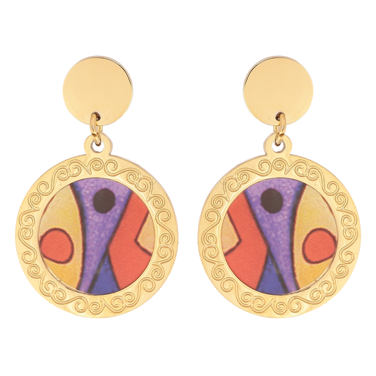 Серьги Xuping TTM Stainless Steel цвет 14К пусеты "Подвески с цветными вставками" фото №10