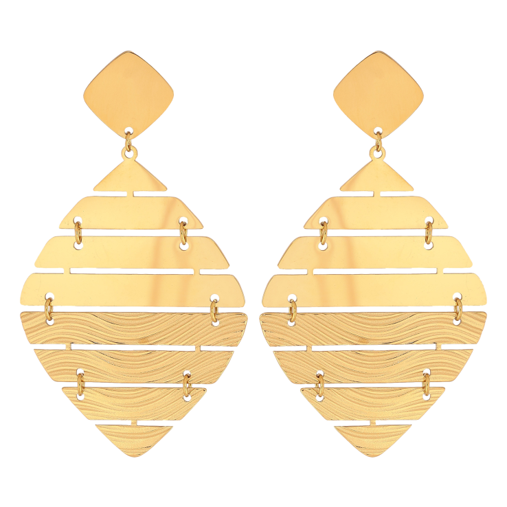 Сережки Xuping TTM Stainless Steel колір 14К пусети "Ромбові підвіски" фото №18 Сережки Xuping TTM Stainless Steel колір 14К пусети "Ромбові підвіски" фото №18