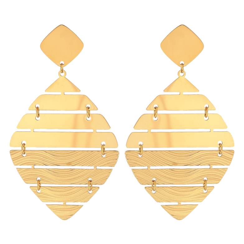 Серьги Xuping TTM Stainless Steel цвет 14К пусеты "Ромбовые подвески" фото №1