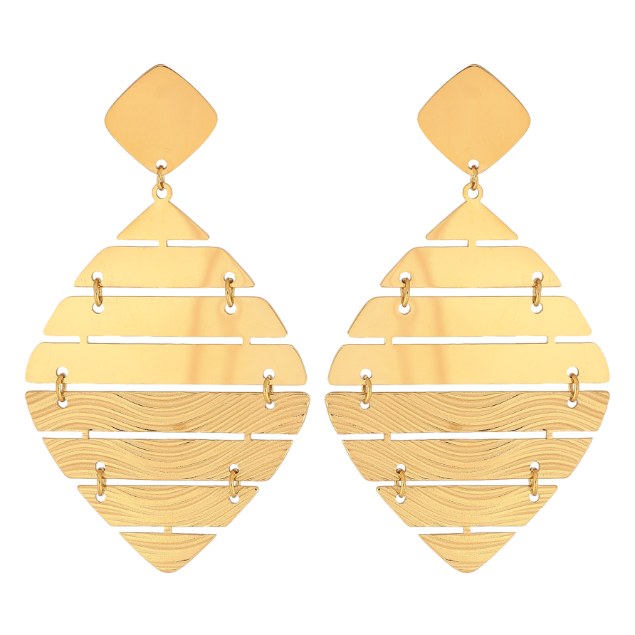 Серьги Xuping TTM Stainless Steel цвет 14К пусеты "Ромбовые подвески" фото №1