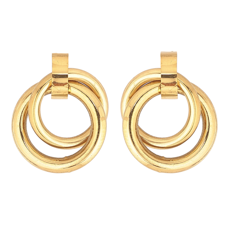 Серьги Xuping TTM Stainless Steel цвет 14К пусеты "Колечки" фото №5