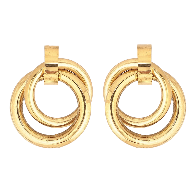 Сережки Xuping TTM Stainless Steel колір 14К пусети "Колечка" фото №3